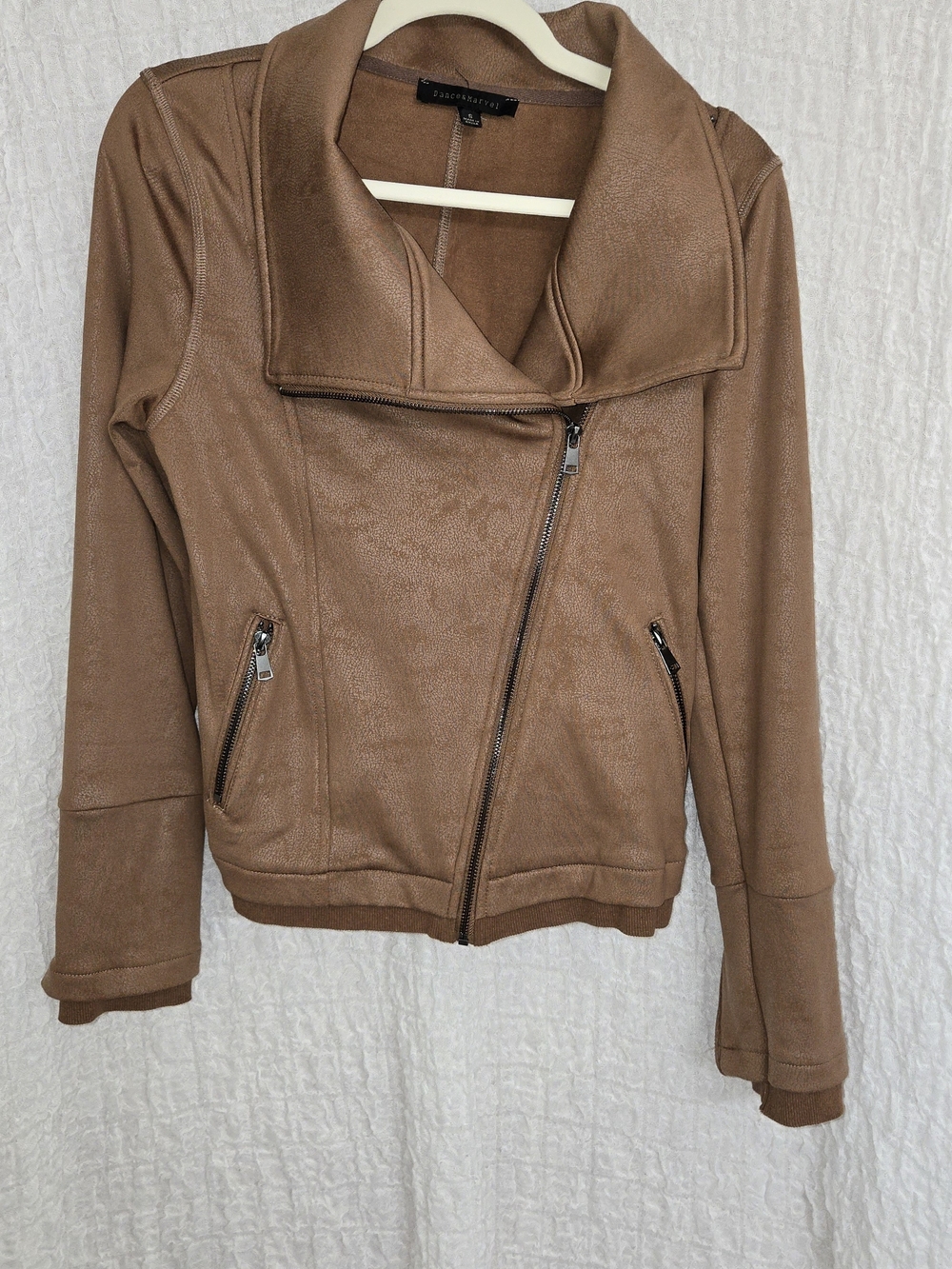 Dance‎ & Marvel Size Small Faux Leather Asymmetrical Zip Jacket - Tan